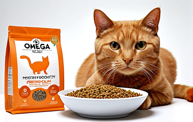 **Prompt 1: Diet for a Glossy Coat**
A healthy, vibrant cat with an incredibly shiny, well-maintained coat, happily enjoying a bowl of premium, nutrient-rich cat food. Surrounding the bowl are stylized representations of high-quality protein sources like salmon, chicken, and duck, alongside omega-3 rich ingredients such as flaxseed oil, emphasizing the importance of nutrition. The cat looks content and full of vitality.